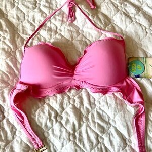 Hobie Hot Pink Push Up Halter Bikini Top 👙